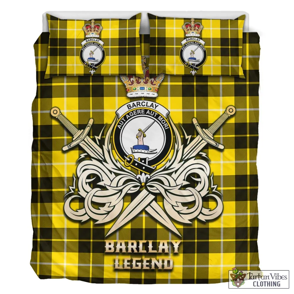 Barclay Dress Modern Tartan Bedding Set with Clan Crest and the Golden Sword of Courageous Legacy