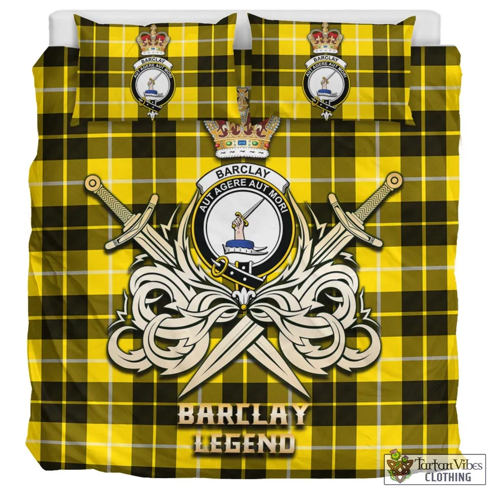 Barclay Dress Modern Tartan Bedding Set with Clan Crest and the Golden Sword of Courageous Legacy