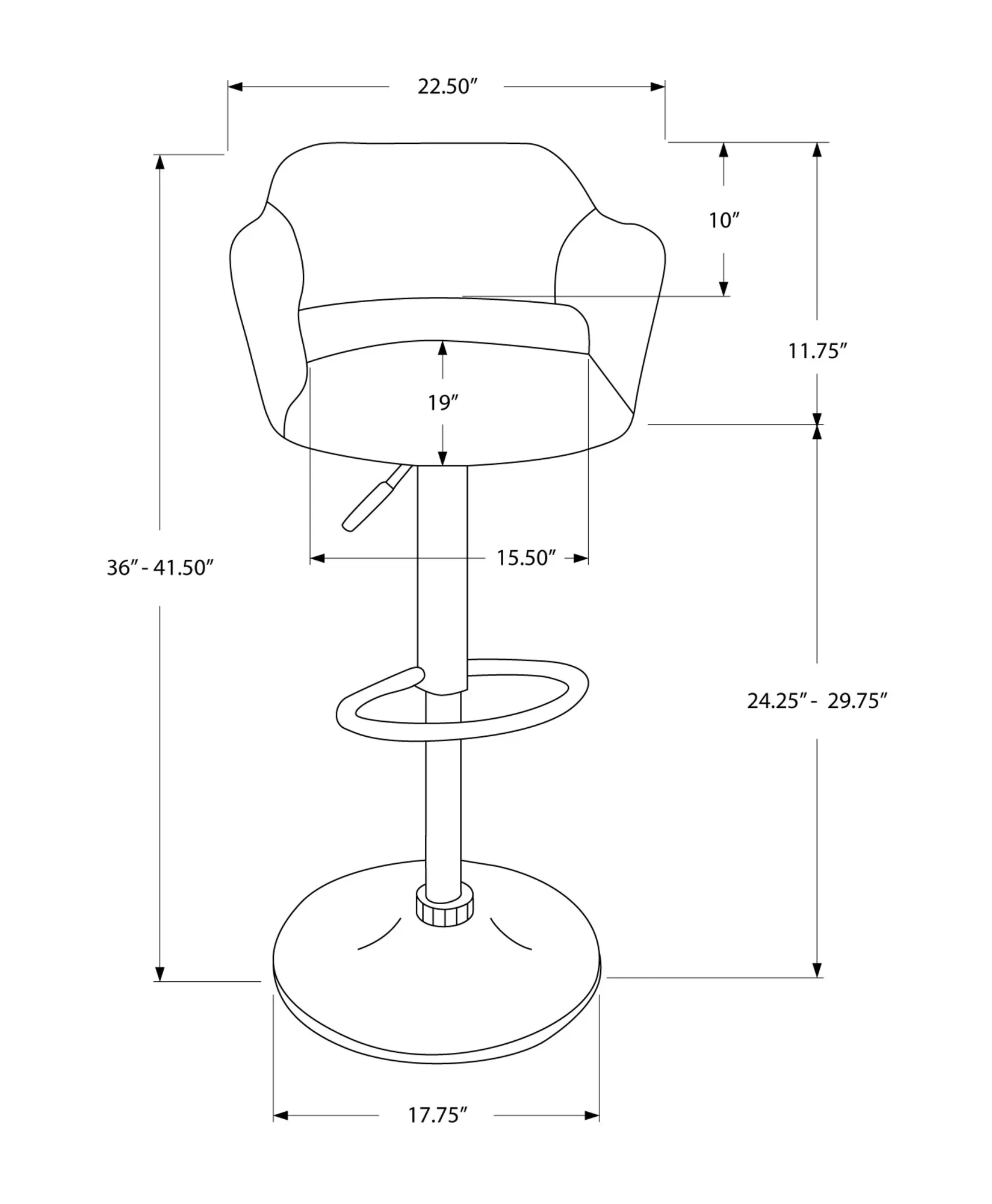 Barstool - Black / Chrome Metal Hydraulic Lift