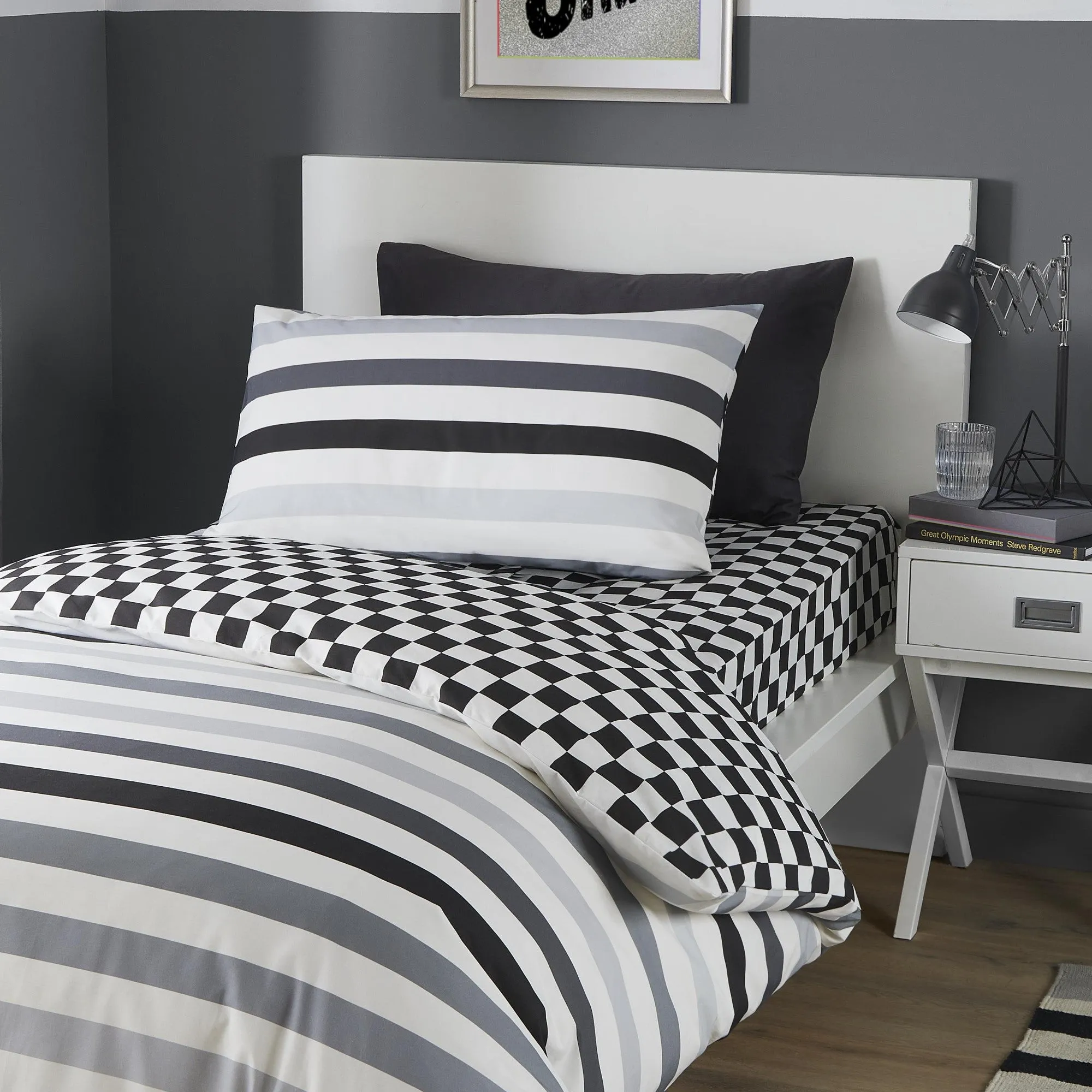 Beckett Stripe Duvet Cover Set by Bedlam in Monochrome