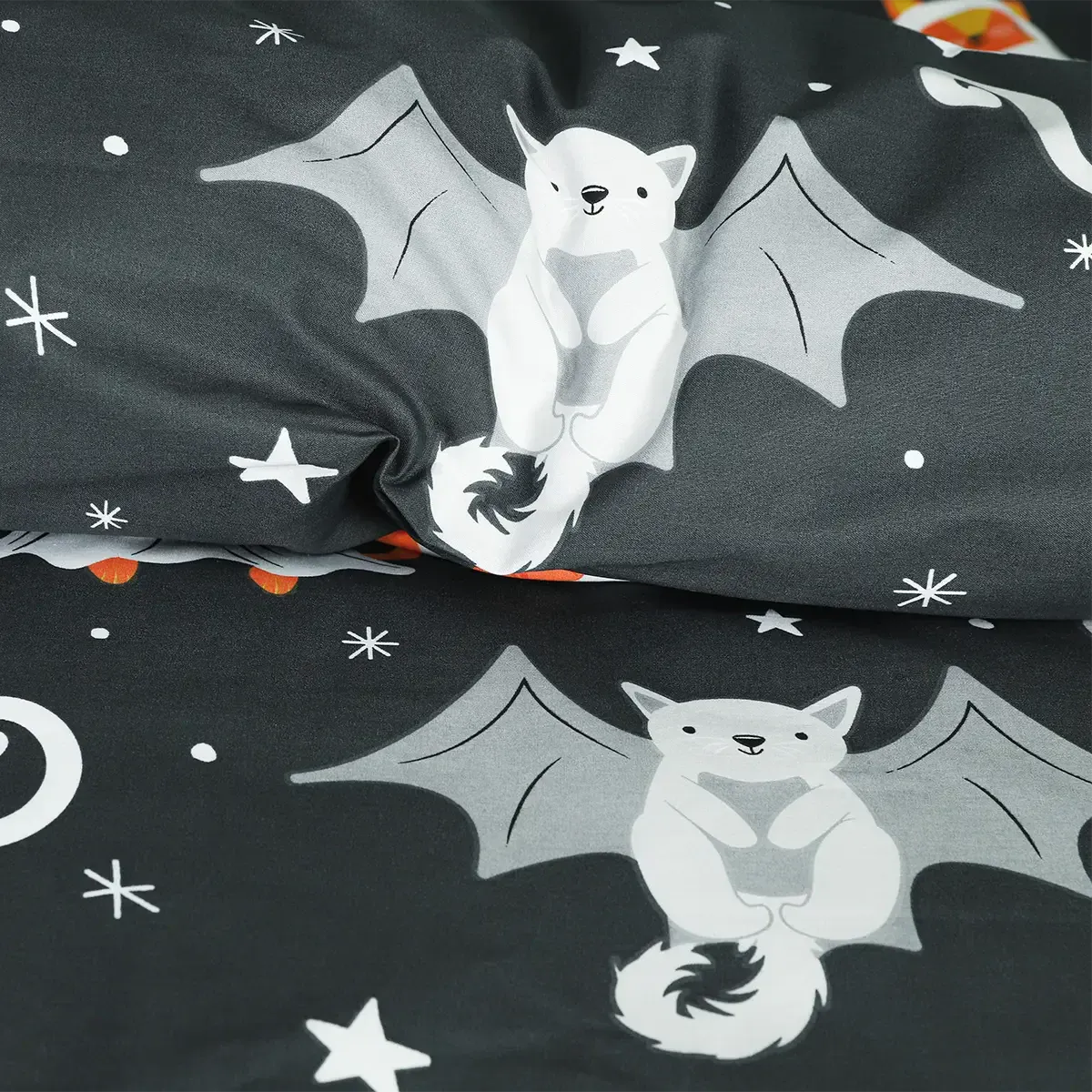 BED SHEET MOONLIT FELINE & BAT - KING