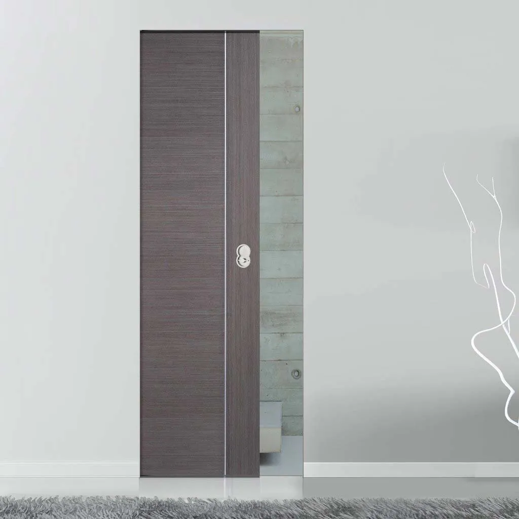 Bespoke Chocolate Grey Alcaraz Single Frameless Pocket Door - Prefinished