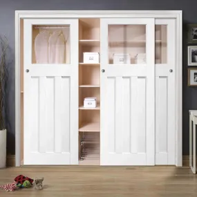 Bespoke DX 1930's Glazed 3 Door Maximal Wardrobe and Frame Kit - White Primed