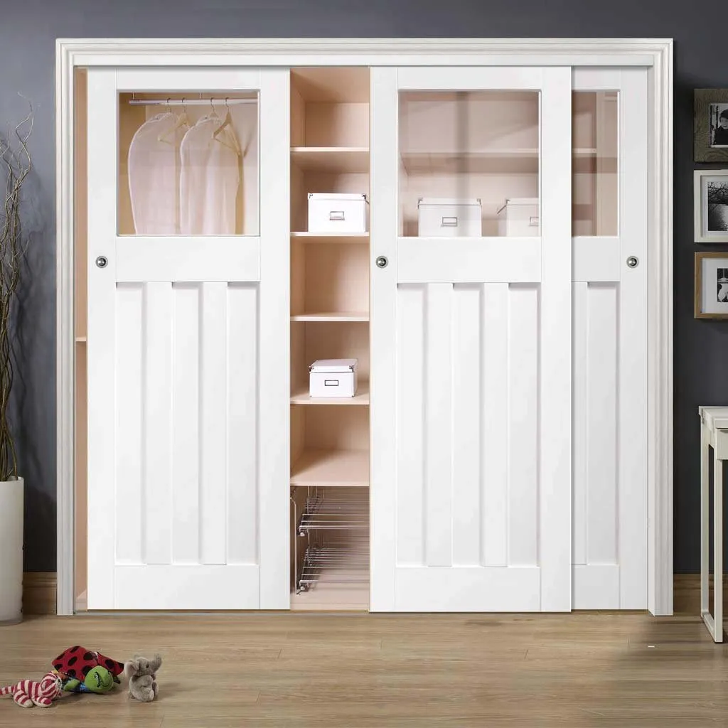 Bespoke DX 1930's Glazed 3 Door Maximal Wardrobe and Frame Kit - White Primed