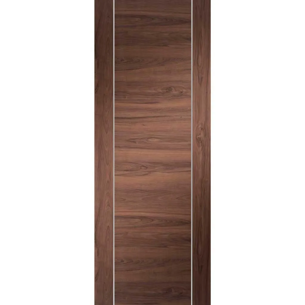 Bespoke Forli Walnut Flush 4 Door Maximal Wardrobe and Frame Kit - Aluminium Inlay - Prefinished