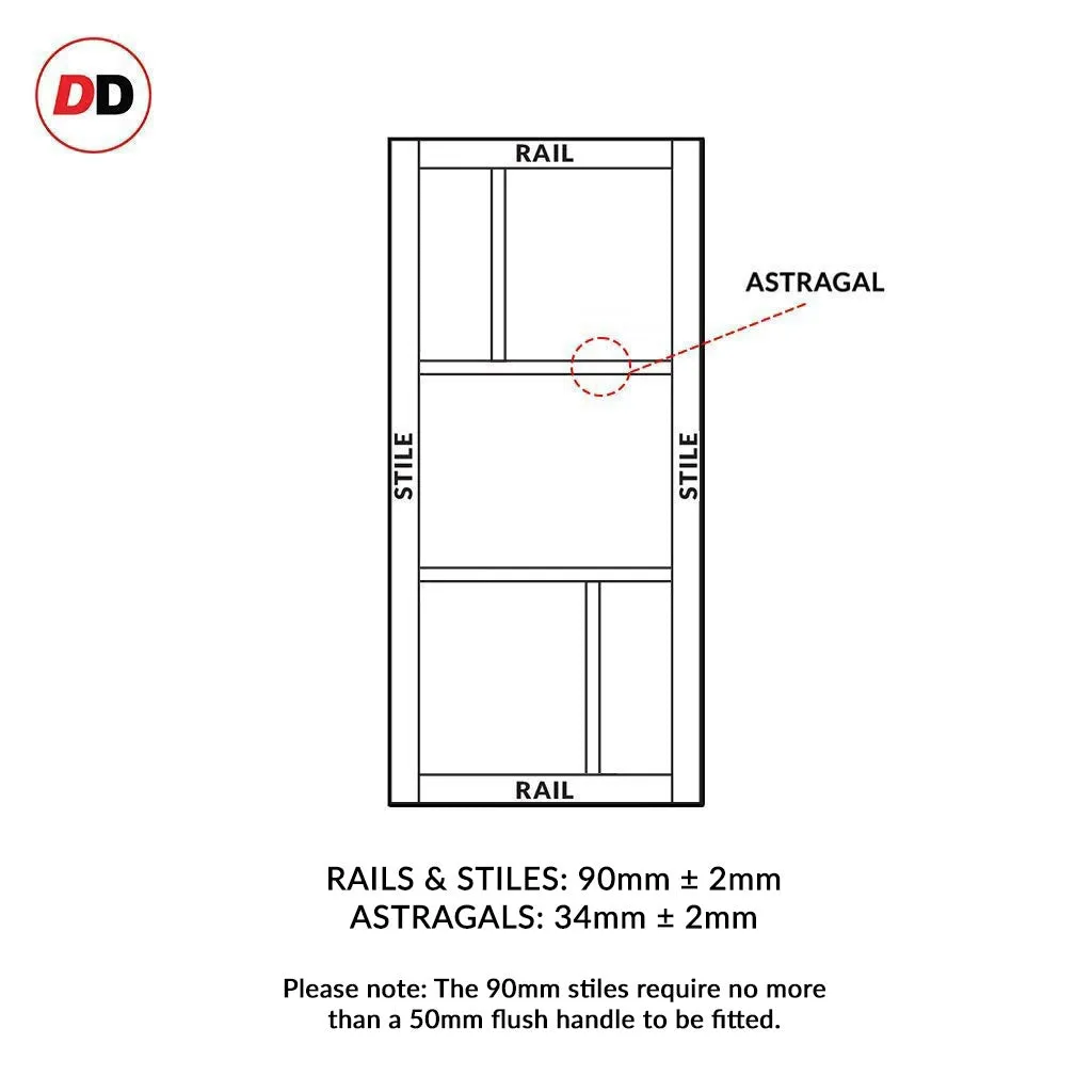 Bespoke Handmade Eco-Urban® Arran 5 Pane Double Absolute Evokit Pocket Door DD6432G Clear Glass(2 FROSTED PANES) - Colour Options