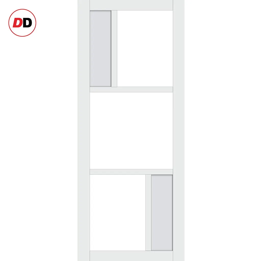 Bespoke Handmade Eco-Urban® Arran 5 Pane Double Absolute Evokit Pocket Door DD6432G Clear Glass(2 FROSTED PANES) - Colour Options