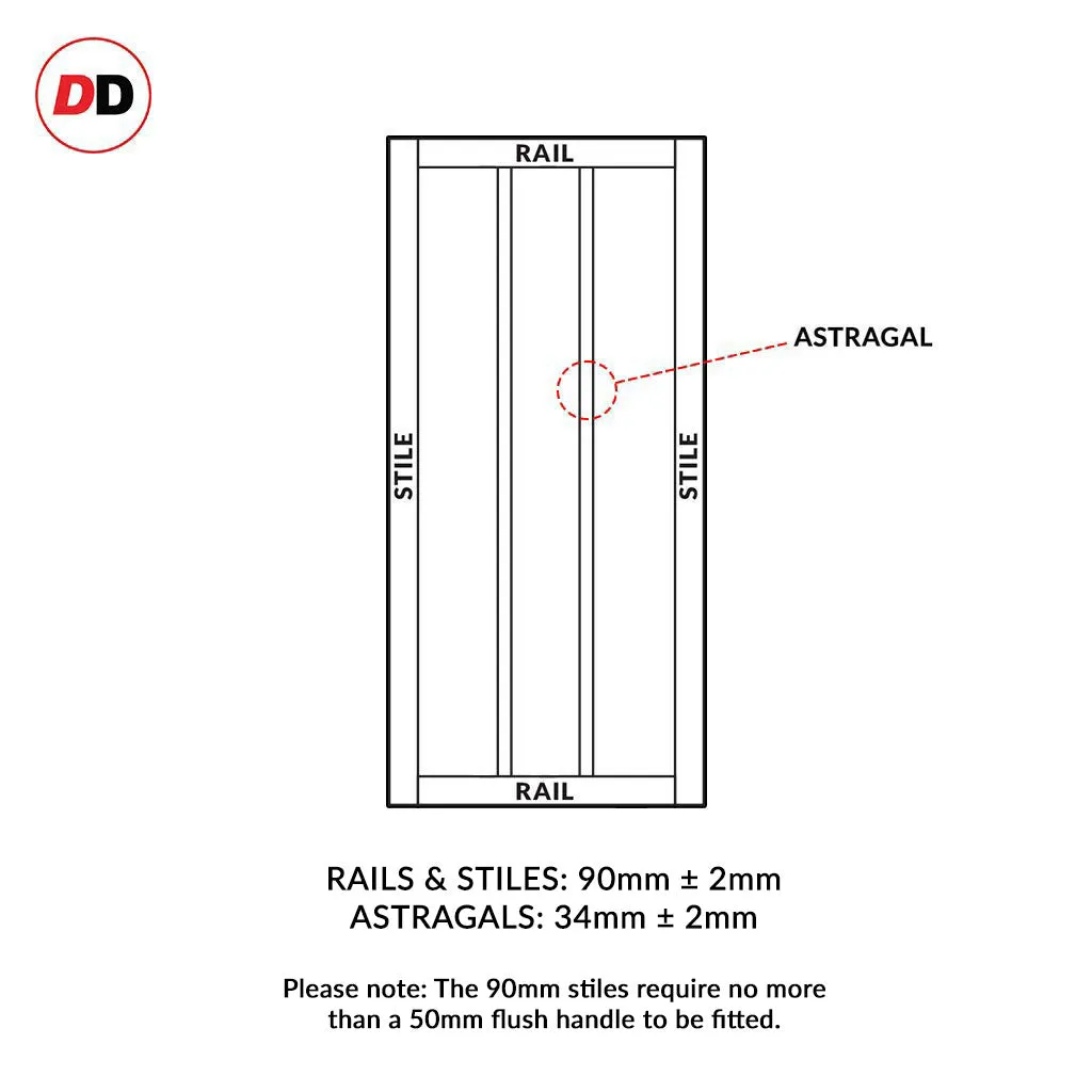 Bespoke Handmade Eco-Urban® Avenue 2 Pane 1 Panel Single Evokit Pocket Door DD6410G Clear Glass - Colour Options