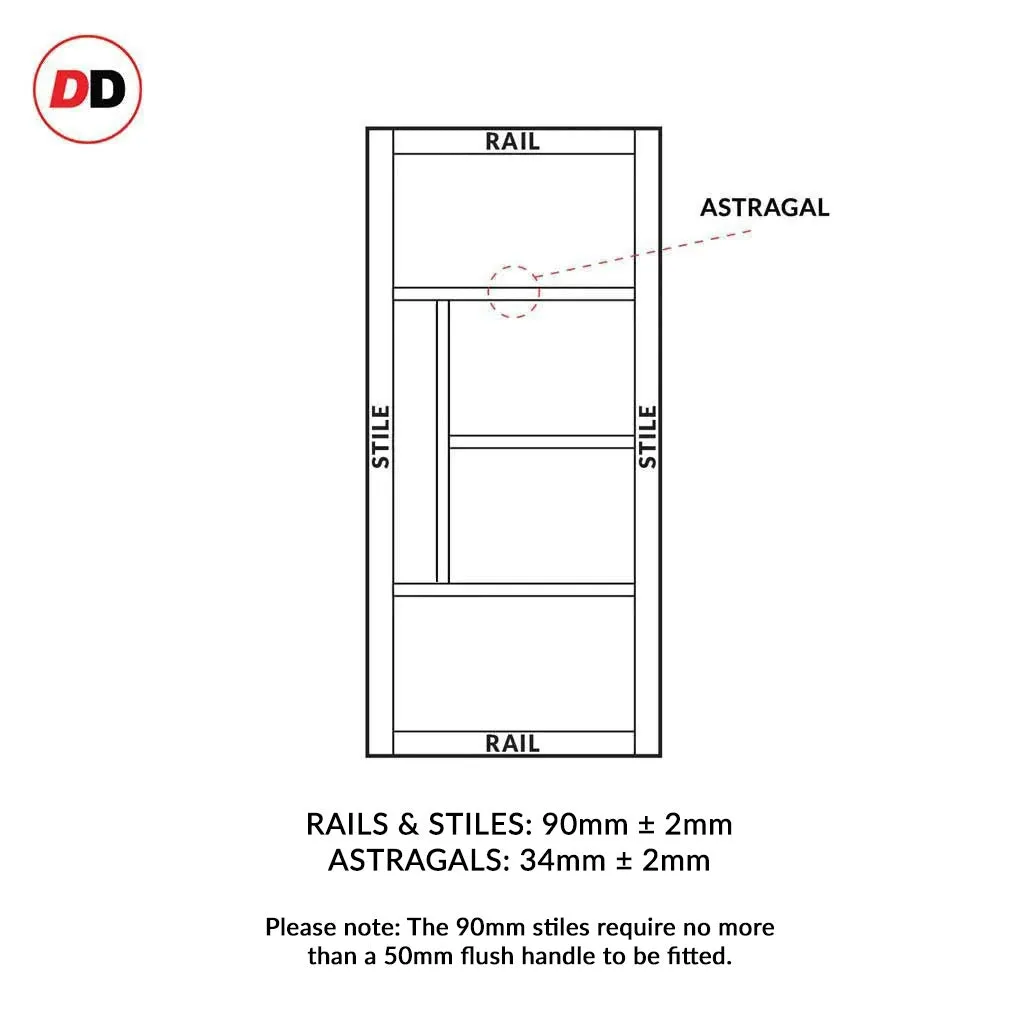 Bespoke Handmade Eco-Urban® Boston 4 Pane Double Absolute Evokit Pocket Door DD6311G - Clear Glass - Colour Options