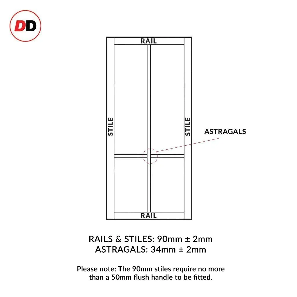 Bespoke Handmade Eco-Urban® Bronx 4 Pane Double Evokit Pocket Door DD6315SG - Frosted Glass - Colour Options