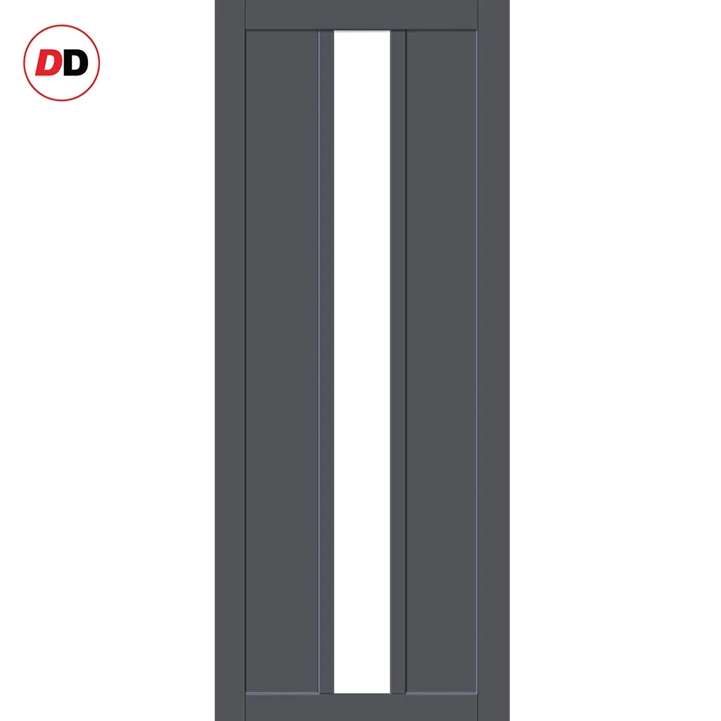 Bespoke Handmade Eco-Urban® Cornwall 1 Pane 2 Panel Single Evokit Pocket Door DD6404SG Frosted Glass - Colour Options