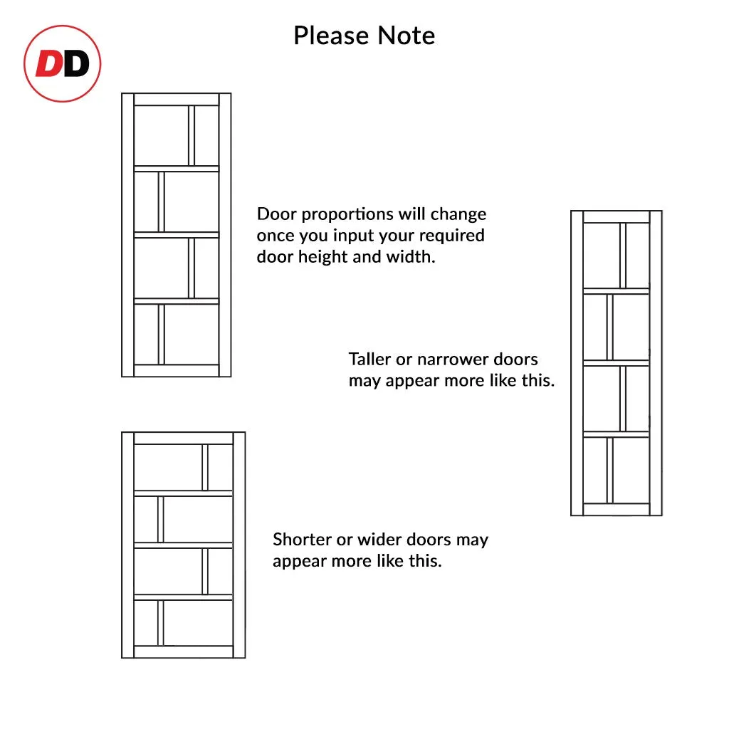 Bespoke Handmade Eco-Urban® Cusco 4 Pane 4 Panel Double Evokit Pocket Door DD6416SG Frosted Glass - Colour Options