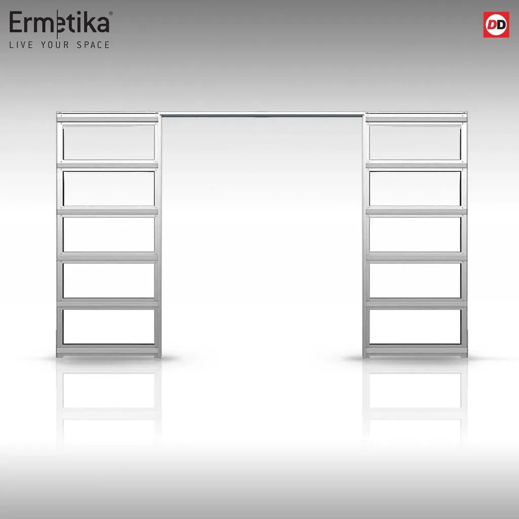 Bespoke Handmade Eco-Urban® Cusco 4 Pane 4 Panel Double Evokit Pocket Door DD6416SG Frosted Glass - Colour Options