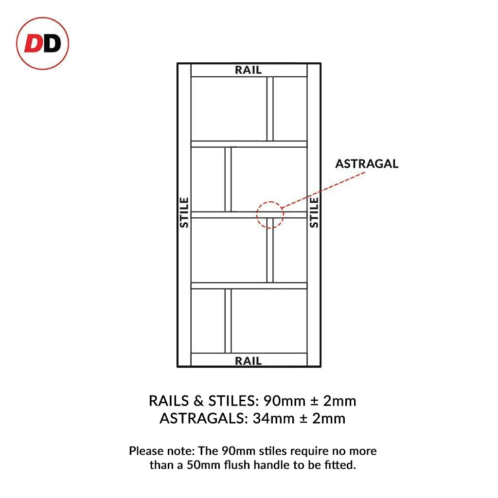 Bespoke Handmade Eco-Urban® Cusco 4 Pane 4 Panel Double Evokit Pocket Door DD6416SG Frosted Glass - Colour Options