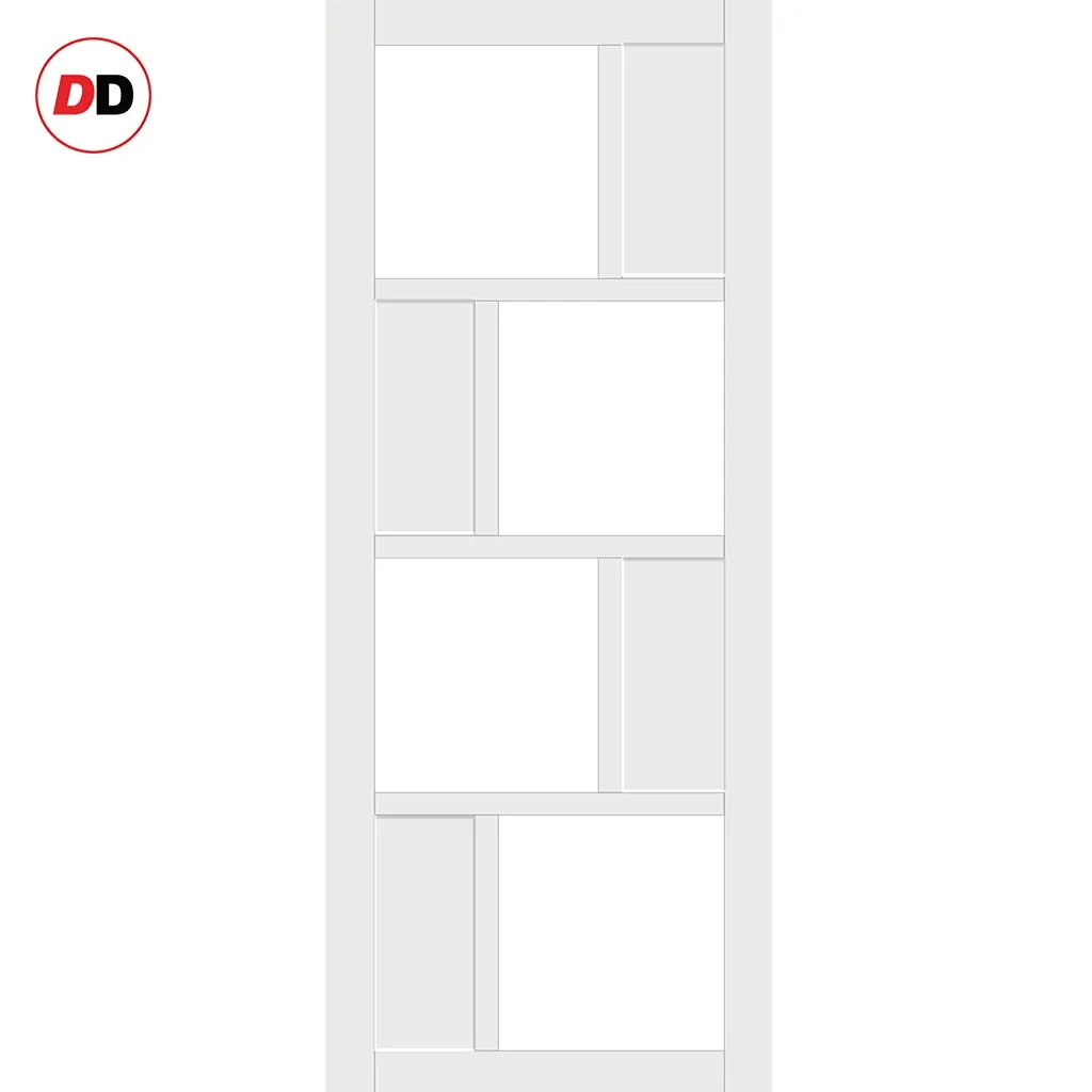 Bespoke Handmade Eco-Urban® Cusco 4 Pane 4 Panel Double Evokit Pocket Door DD6416SG Frosted Glass - Colour Options