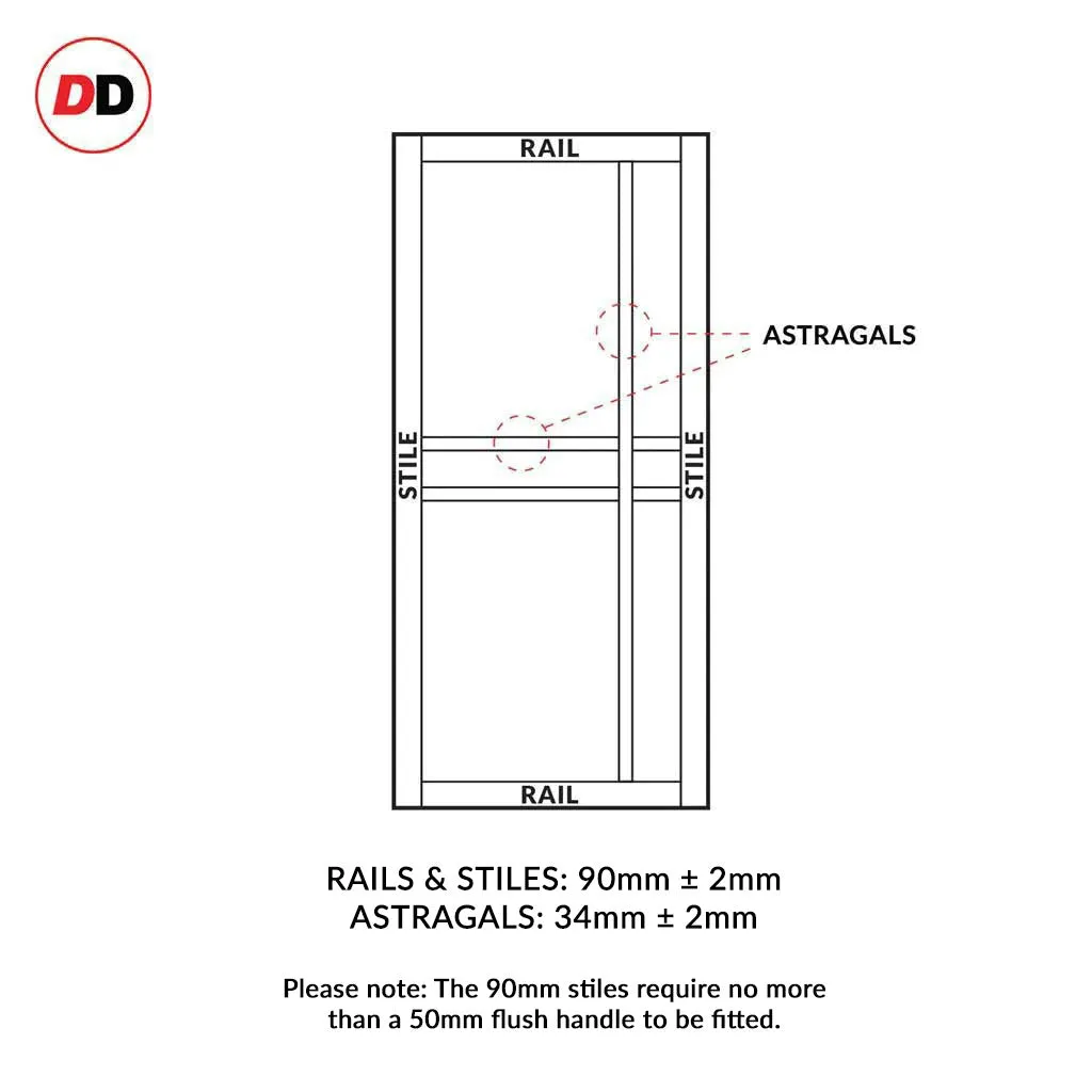 Bespoke Handmade Eco-Urban® Glasgow 6 Panel Double Evokit Pocket Door DD6314 - Colour Options