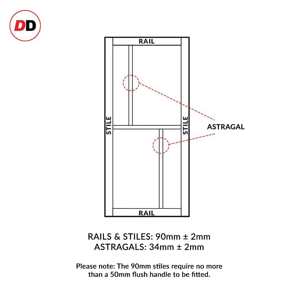 Bespoke Handmade Eco-Urban® Hampton 4 Pane Double Evokit Pocket Door DD6413SG Frosted Glass - Colour Options