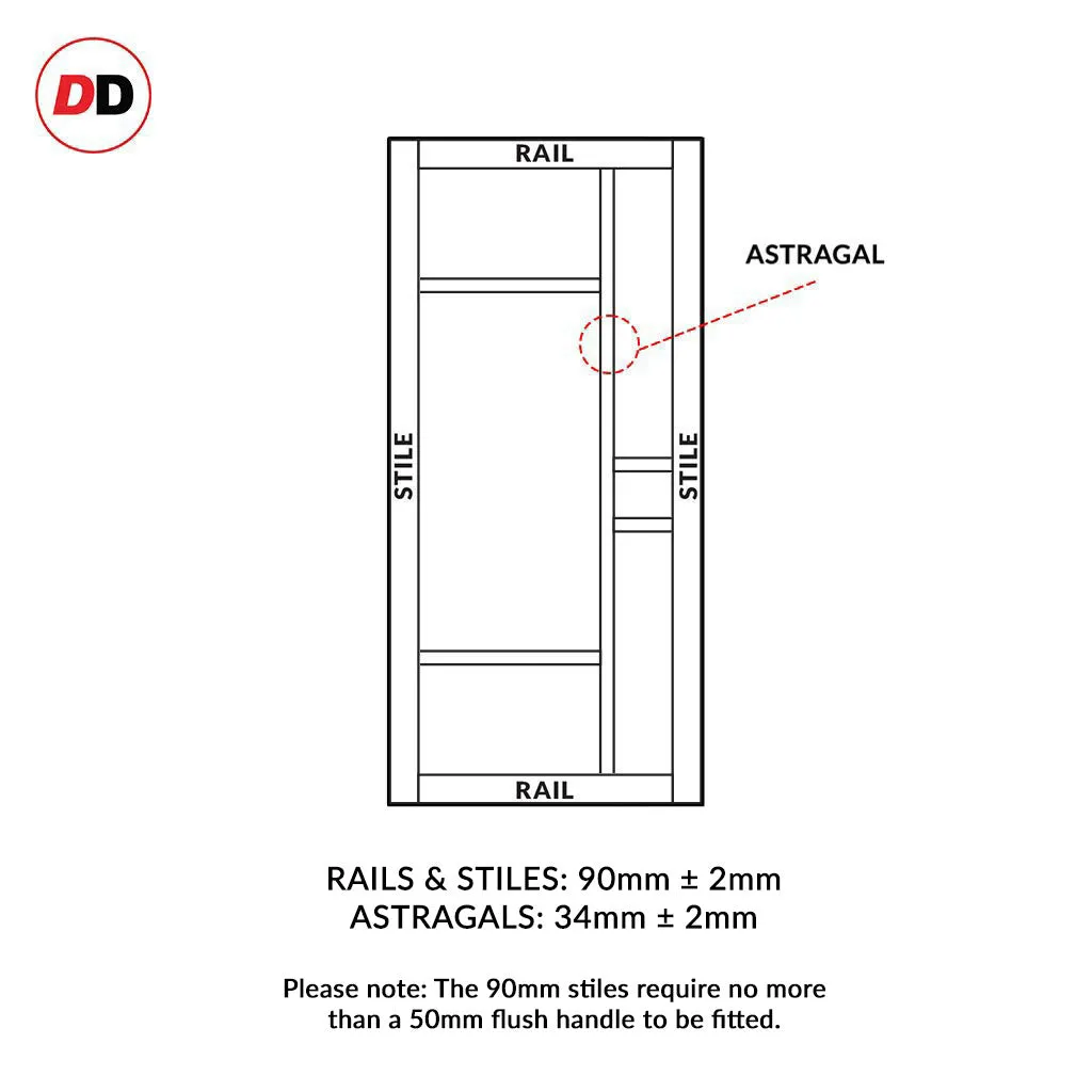 Bespoke Handmade Eco-Urban® Isla 6 Pane Double Evokit Pocket Door DD6429G Clear Glass - Colour Options