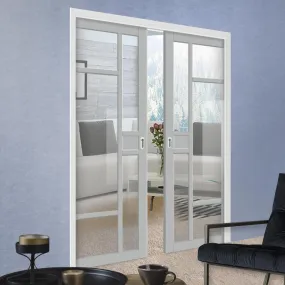 Bespoke Handmade Eco-Urban® Jura 5 Pane 1 Panel Double Evokit Pocket Door DD6431G Clear Glass - Colour Options