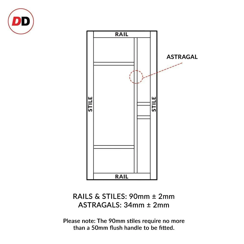 Bespoke Handmade Eco-Urban® Jura 5 Pane 1 Panel Double Evokit Pocket Door DD6431G Clear Glass - Colour Options