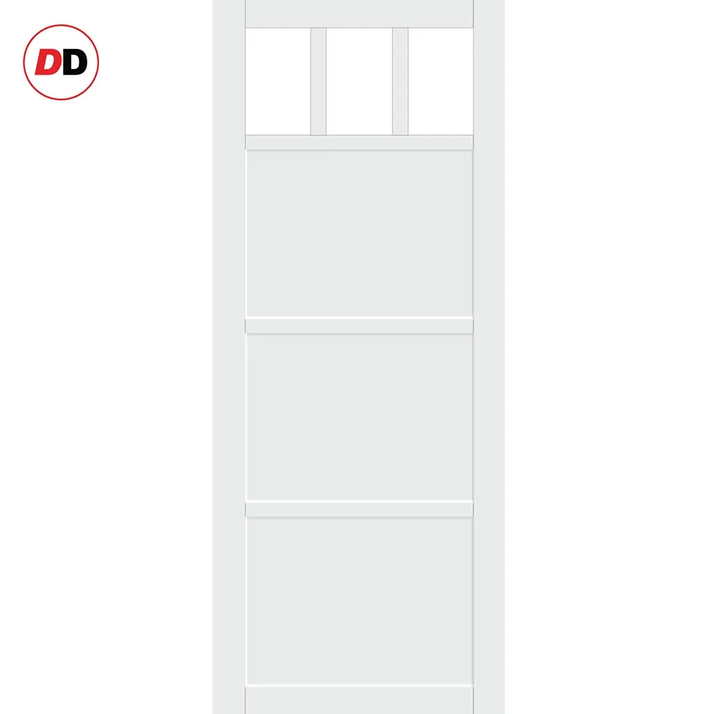 Bespoke Handmade Eco-Urban® Lagos 3 Pane 3 Panel Double Evokit Pocket Door DD6427G Clear Glass - Colour Options