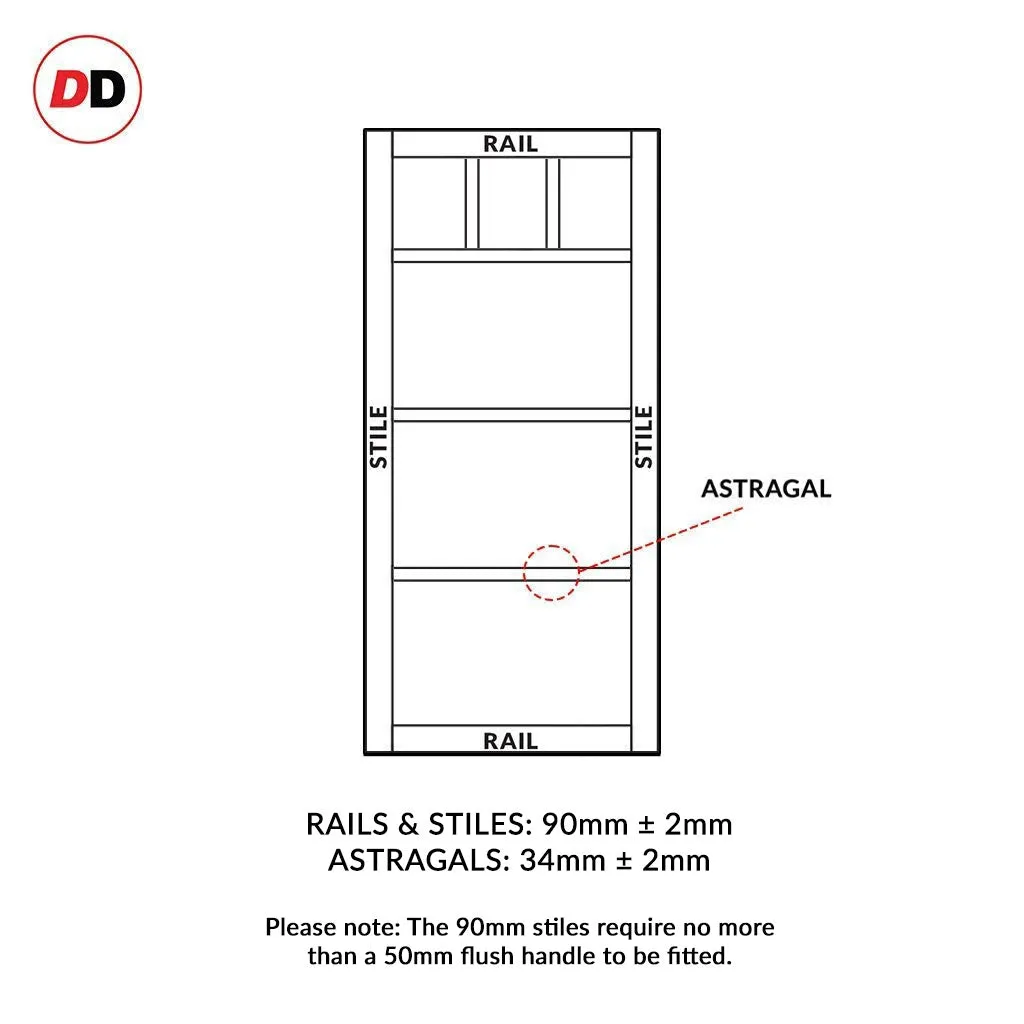 Bespoke Handmade Eco-Urban® Lagos 3 Pane 3 Panel Double Evokit Pocket Door DD6427G Clear Glass - Colour Options