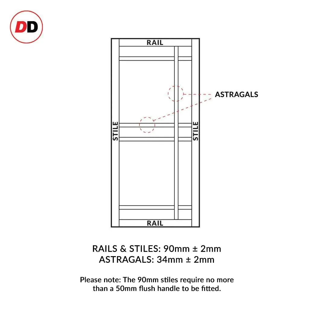 Bespoke Handmade Eco-Urban® Leith 9 Pane Double Absolute Evokit Pocket Door DD6316SG - Frosted Glass - Colour Options