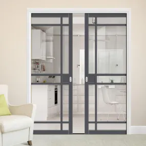 Bespoke Handmade Eco-Urban® Leith 9 Pane Double Evokit Pocket Door DD6316G - Clear Glass - Colour Options