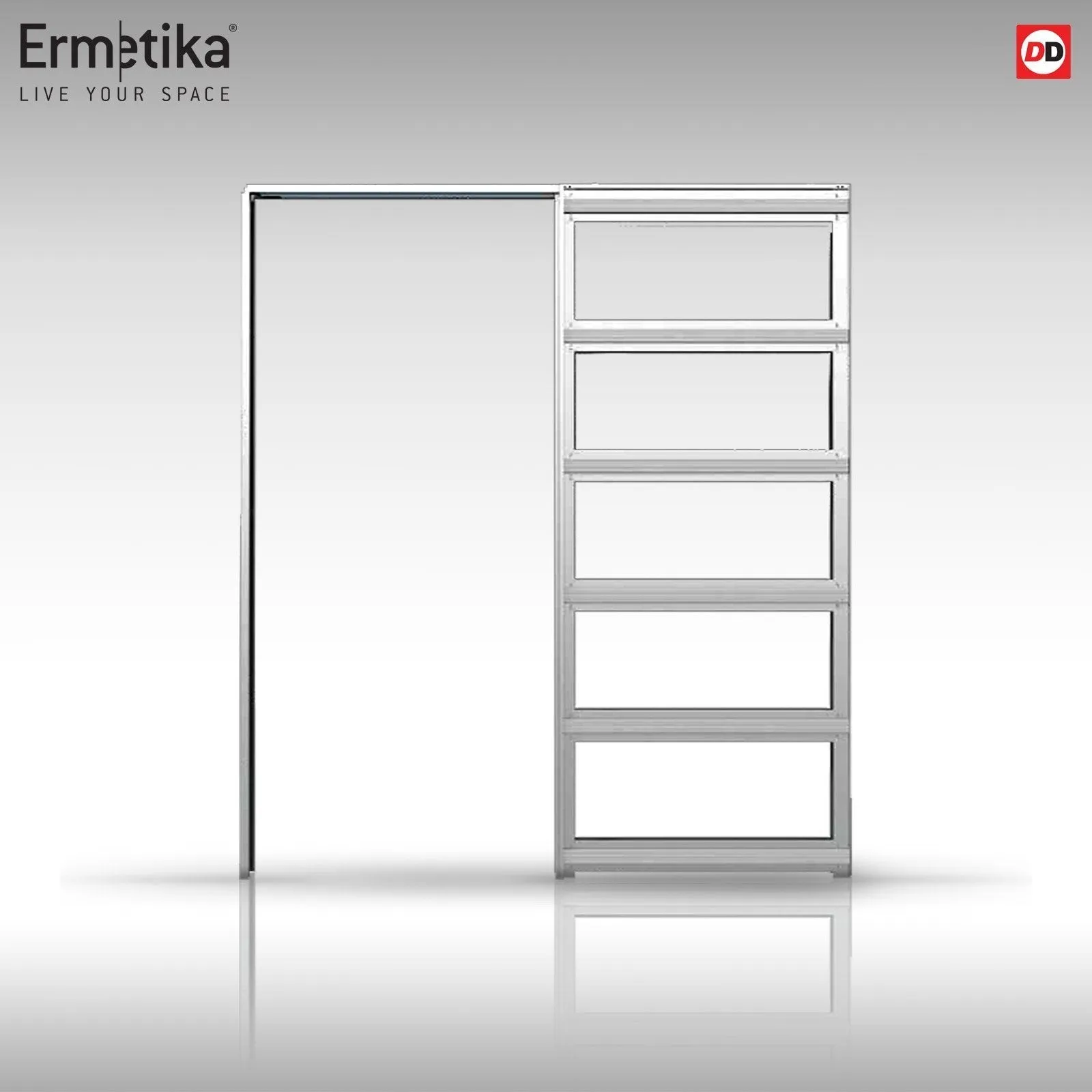 Bespoke Handmade Eco-Urban® Marfa 4 Pane Single Evokit Pocket Door DD6313G - Clear Glass - Colour Options