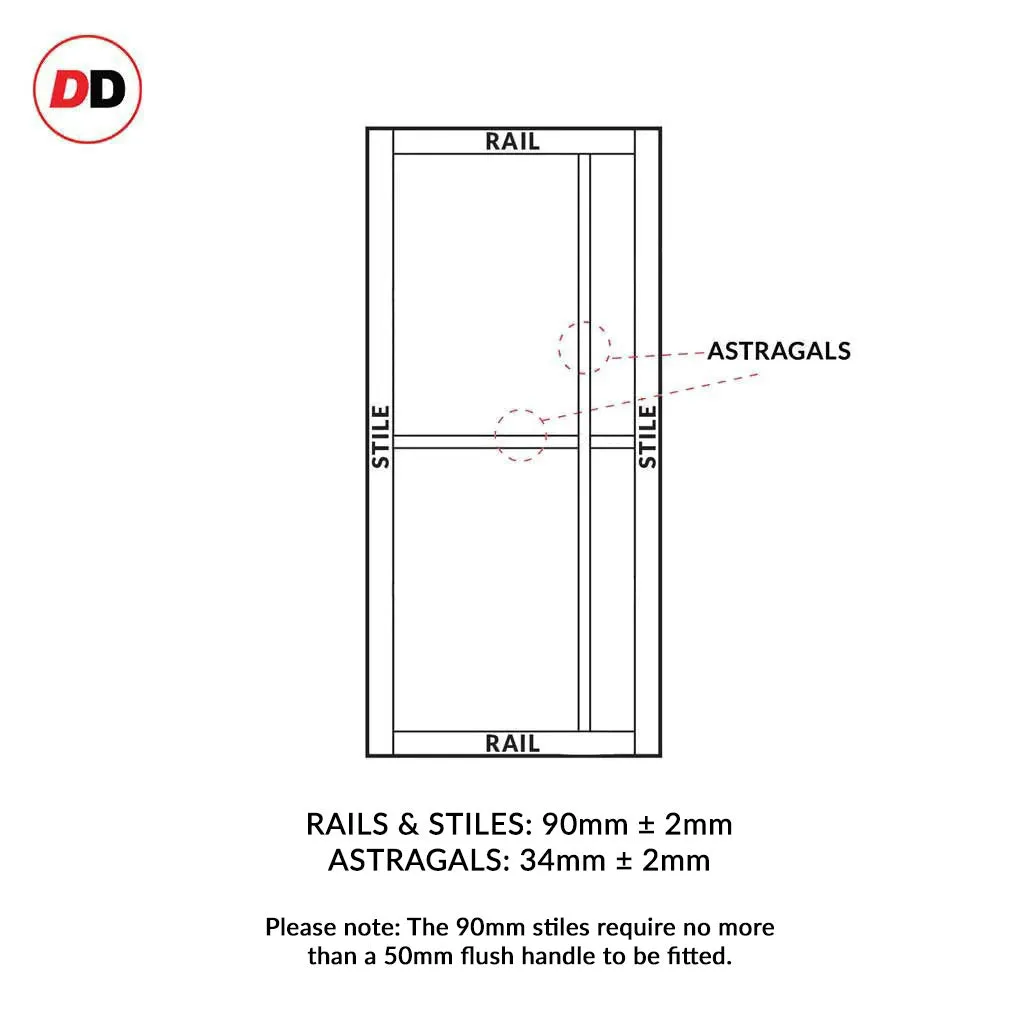 Bespoke Handmade Eco-Urban® Marfa 4 Pane Single Evokit Pocket Door DD6313G - Clear Glass - Colour Options