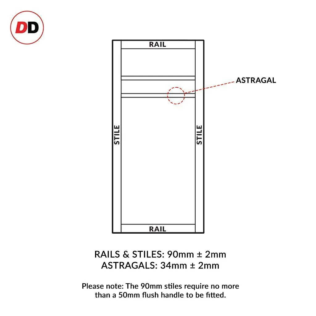 Bespoke Handmade Eco-Urban® Orkney 1 Pane 2 Panel Single Absolute Evokit Pocket Door DD6403G Clear Glass - Colour Options