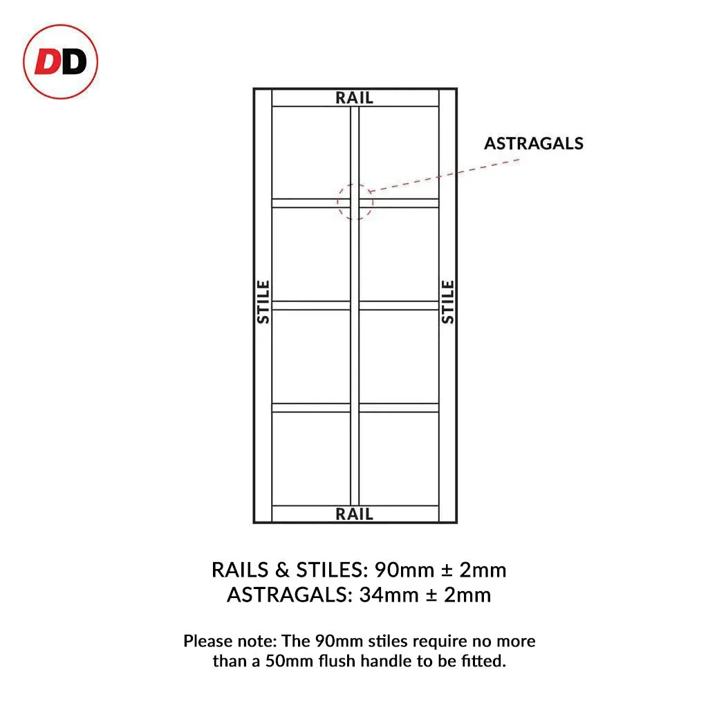 Bespoke Handmade Eco-Urban® Perth 8 Pane Single Evokit Pocket Door DD6318G - Clear Glass - Colour Options