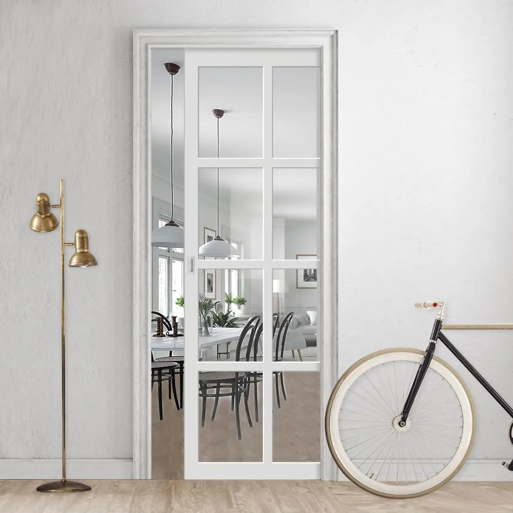 Bespoke Handmade Eco-Urban® Perth 8 Pane Single Evokit Pocket Door DD6318G - Clear Glass - Colour Options