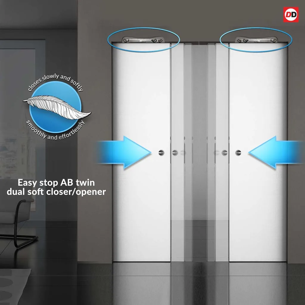 Bespoke Handmade Eco-Urban® Queensland 7 Pane Double Absolute Evokit Pocket Door DD6424G Clear Glass - Colour Options