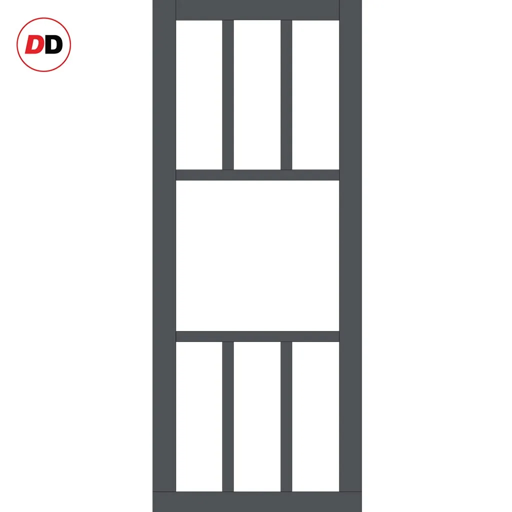 Bespoke Handmade Eco-Urban® Queensland 7 Pane Double Absolute Evokit Pocket Door DD6424G Clear Glass - Colour Options