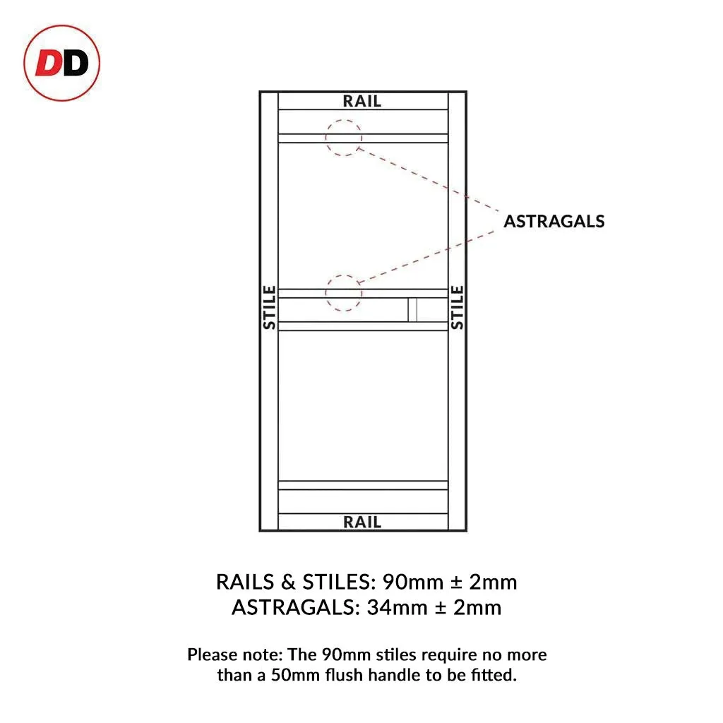 Bespoke Handmade Eco-Urban® Sheffield 5 Pane Double Absolute Evokit Pocket Door DD6312SG - Frosted Glass - Colour Options