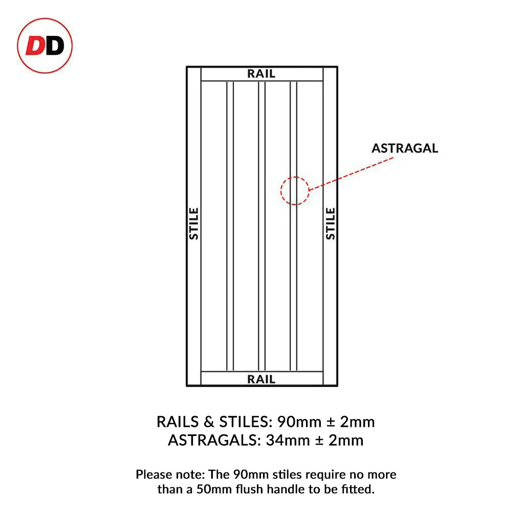 Bespoke Handmade Eco-Urban® Sintra 4 Pane Single Evokit Pocket Door DD6428SG Frosted Glass - Colour Options