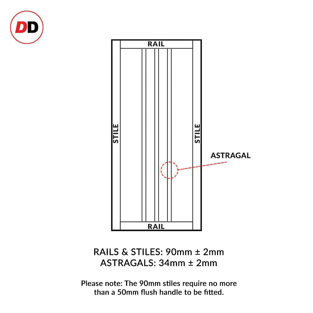 Bespoke Handmade Eco-Urban® Skye 4 Panel Double Absolute Evokit Pocket Door DD6435 - Colour Options