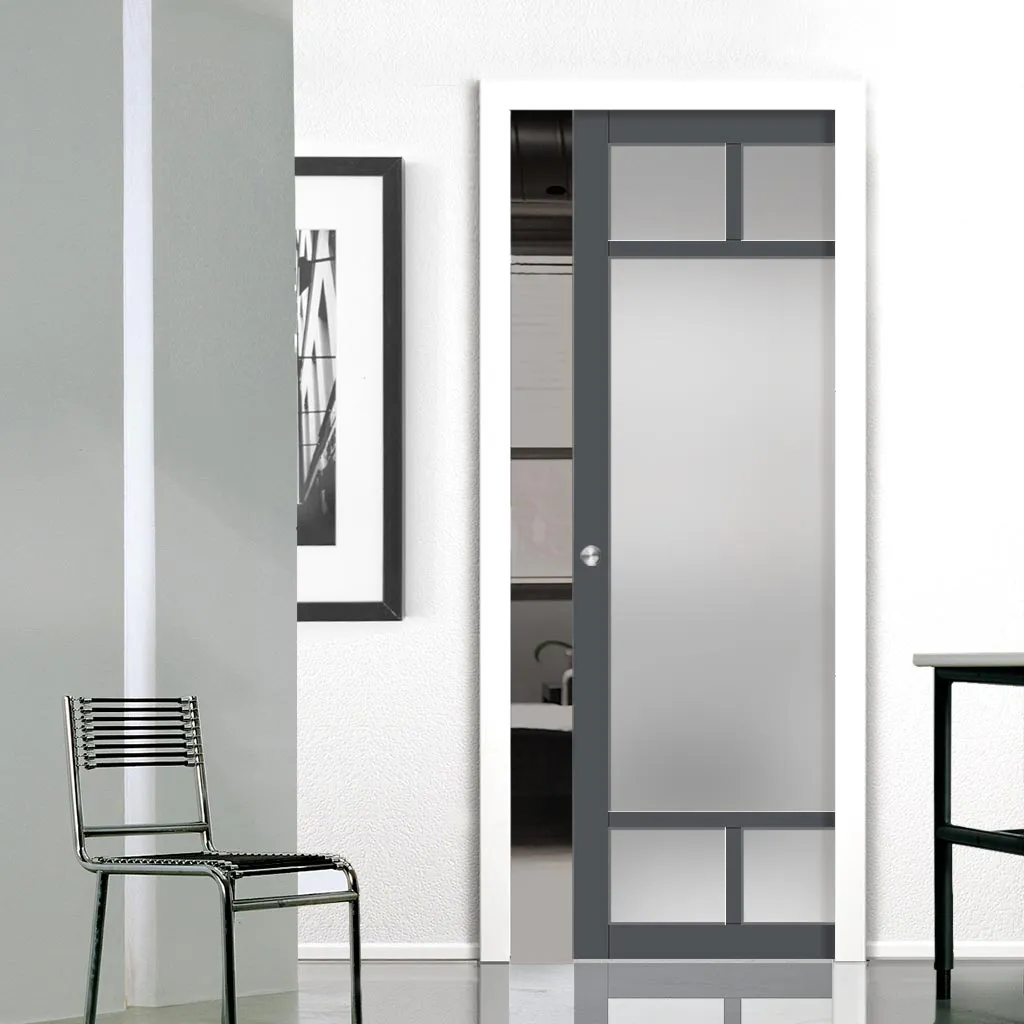 Bespoke Handmade Eco-Urban® Sydney 5 Pane Single Evokit Pocket Door DD6417SG Frosted Glass - Colour Options