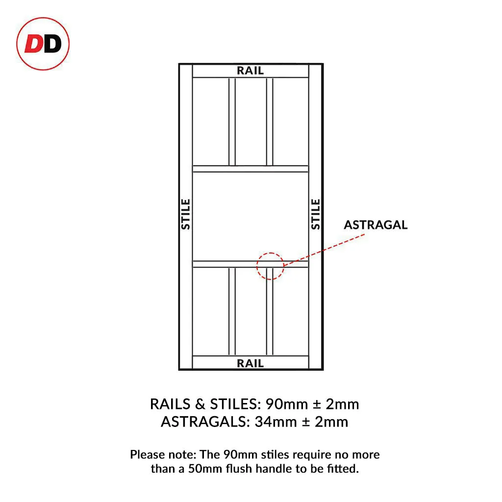 Bespoke Handmade Eco-Urban® Tasmania 7 Pane Single Absolute Evokit Pocket Door DD6425G Clear Glass(1 FROSTED PANE) - Colour Options