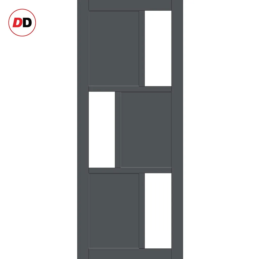 Bespoke Handmade Eco-Urban® Tokyo 3 Pane 3 Panel Single Evokit Pocket Door DD6423G Clear Glass - Colour Options