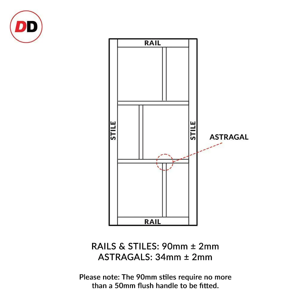 Bespoke Handmade Eco-Urban® Tokyo 3 Pane 3 Panel Single Evokit Pocket Door DD6423G Clear Glass - Colour Options