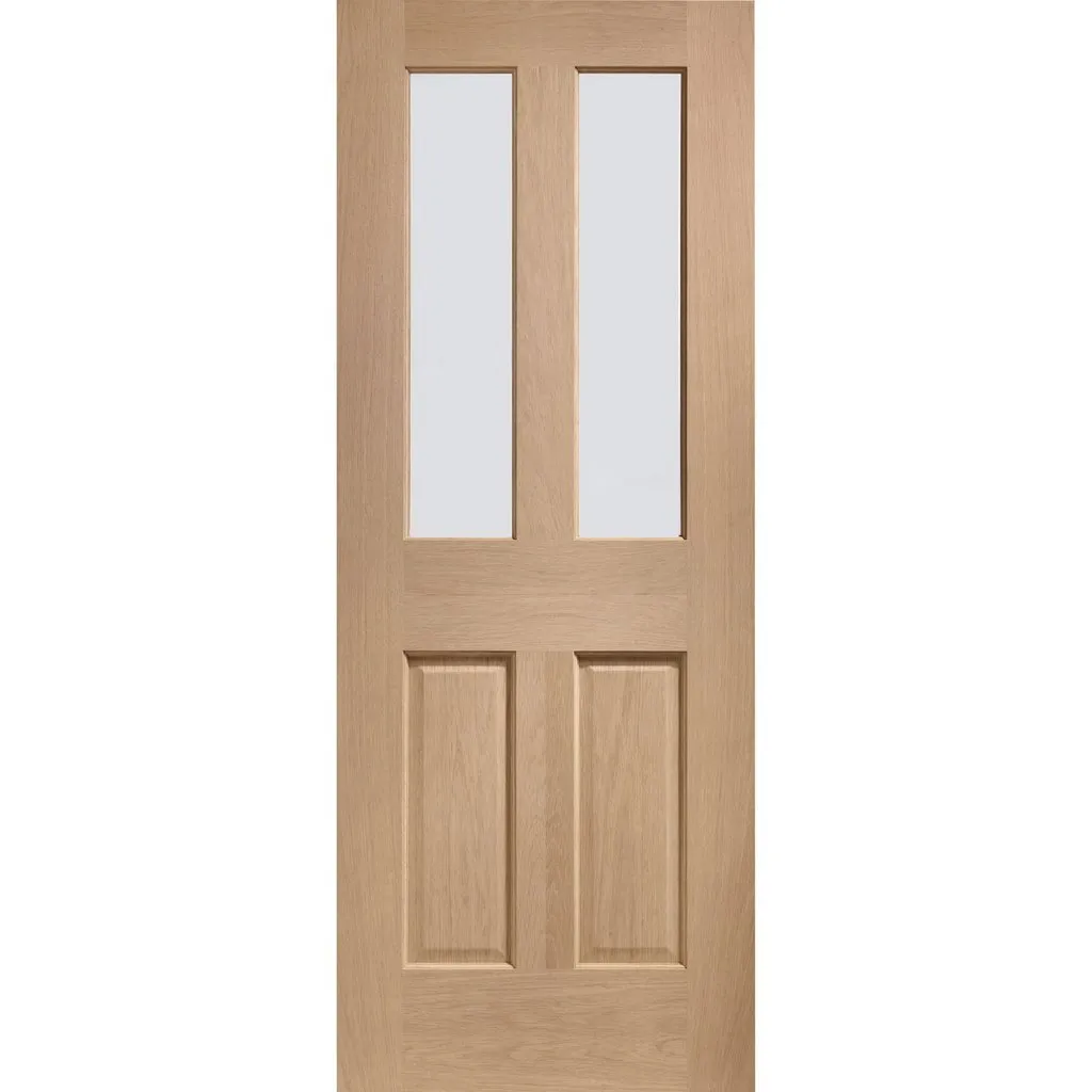 Bespoke Malton Oak Glazed Double Pocket Door - No Raised Mouldings - Prefinished