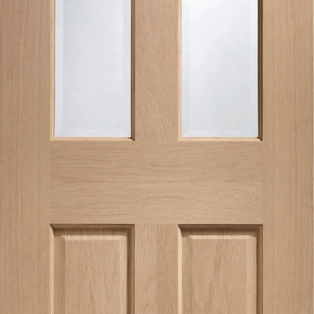 Bespoke Malton Oak Glazed Double Pocket Door - No Raised Mouldings - Prefinished