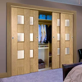 Bespoke Messina Oak Glazed 4 Door Maximal Wardrobe and Frame Kit