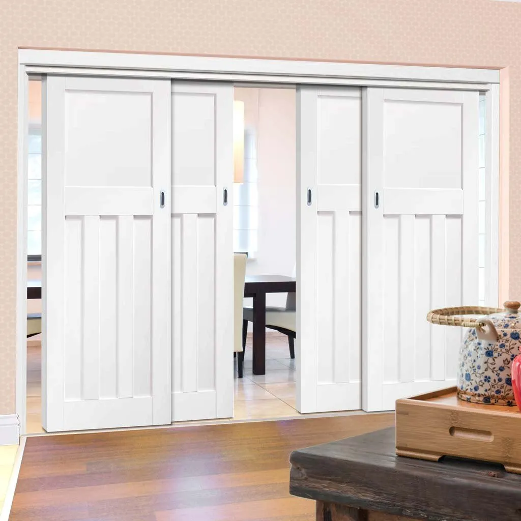 Bespoke Pass-Easi DX 1930's - 4 Sliding Doors and Frame Kit - White Primed