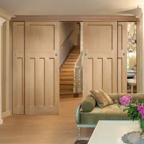 Bespoke Pass-Easi DX 1930's Oak Panel - 4 Sliding Doors and Frame Kit