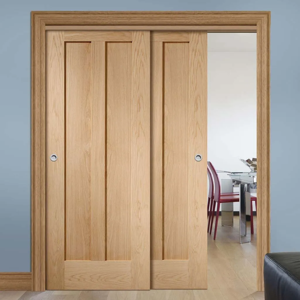 Bespoke Pass-Easi Novara Oak 2 Panel - 2 Sliding Doors and Frame Kit