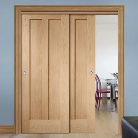 Bespoke Pass-Easi Novara Oak 2 Panel - 2 Sliding Doors and Frame Kit