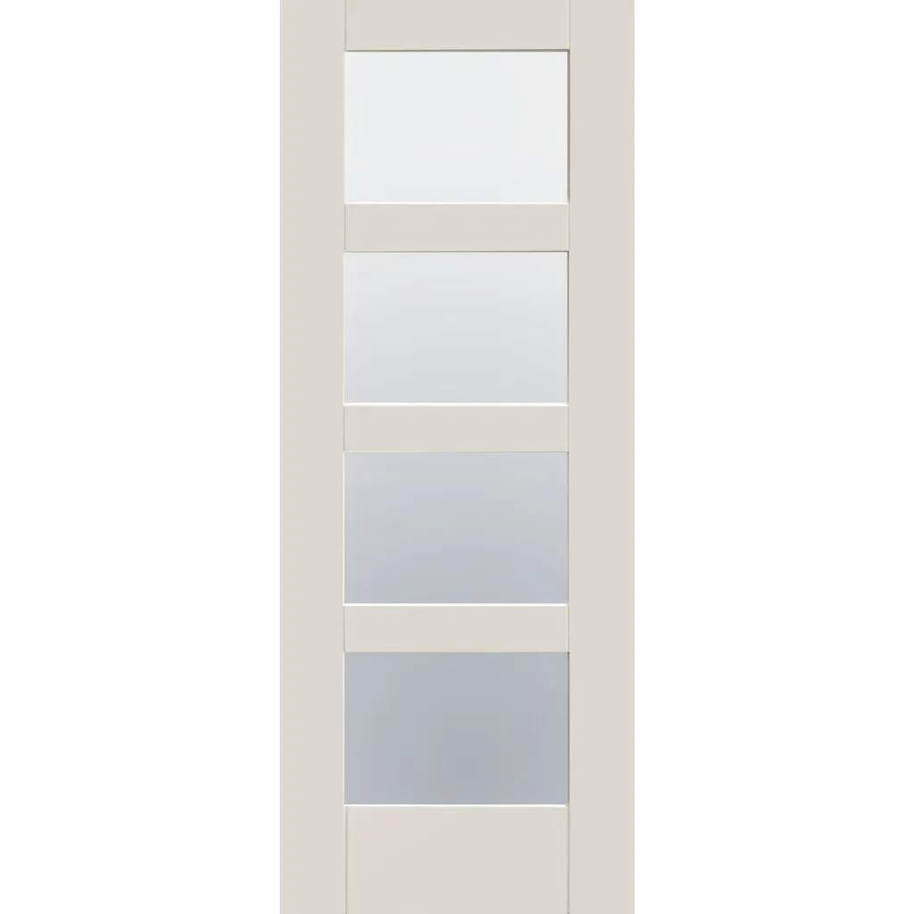 Bespoke Pass-Easi Shaker 4L Glazed - Clear Glass - 3 Sliding Doors and Frame Kit - White Primed